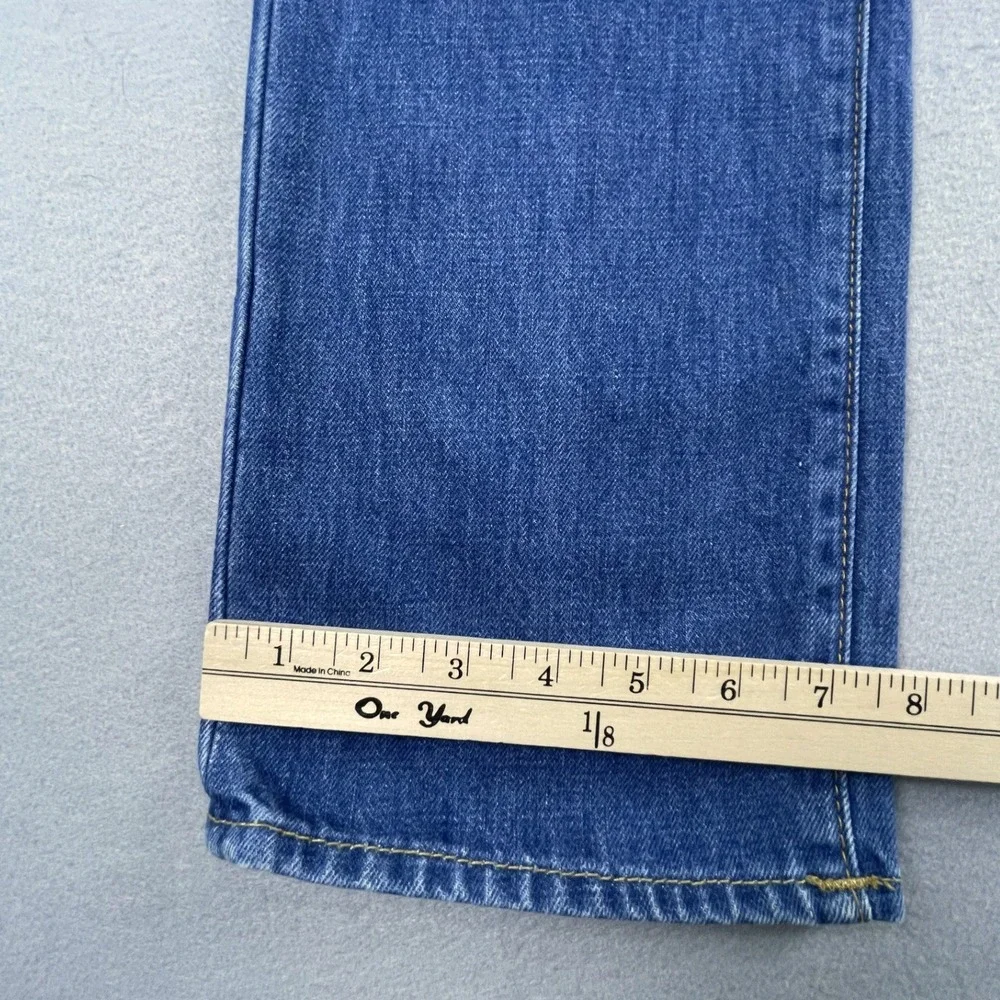 True Religion Jeans Mens 32 Blue Billy Straight Distressed Button Fly Made USA